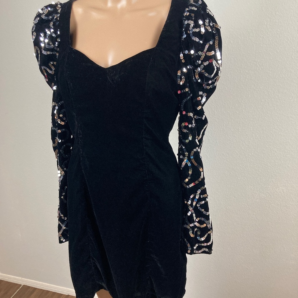 Urban Outfitters Black Velvet Sequin Dress Size S